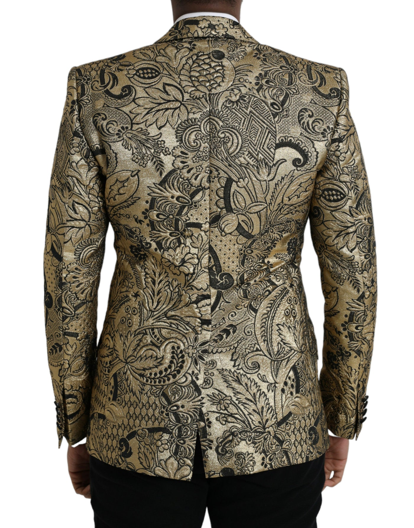 Blazer manteau simple boutonnage en jacquard Dolce &amp; Gabbana Gold SICILIA