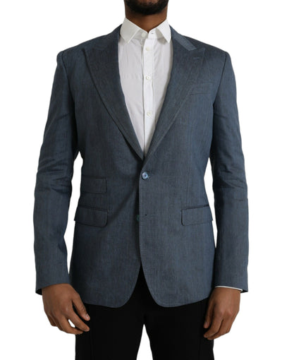 Blazer simple boutonnage en lin bleu Dolce &amp; Gabbana NAPOLI