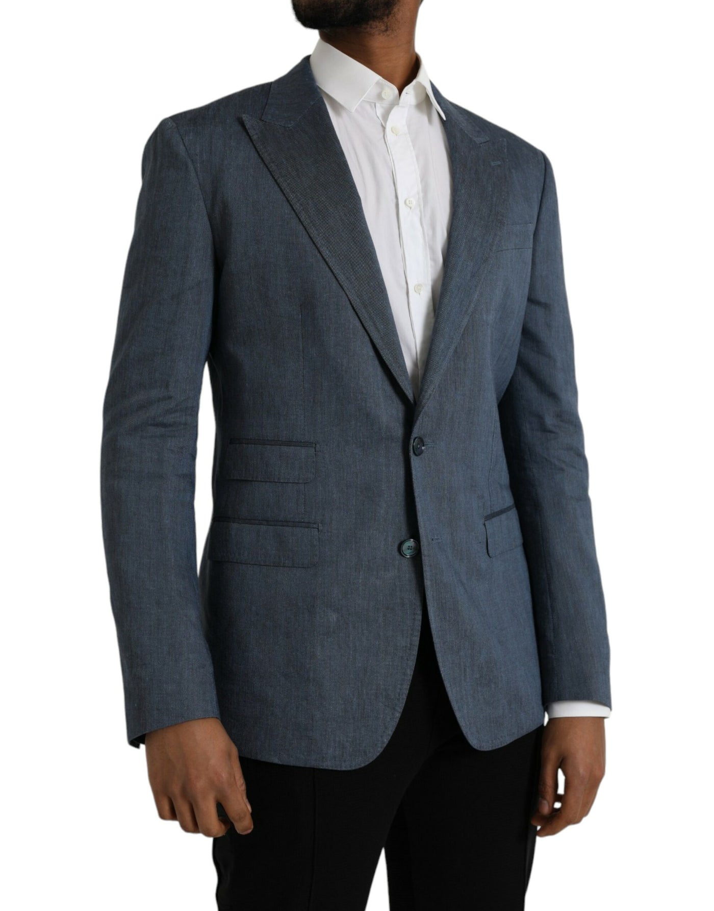 Blazer simple boutonnage en lin bleu Dolce &amp; Gabbana NAPOLI