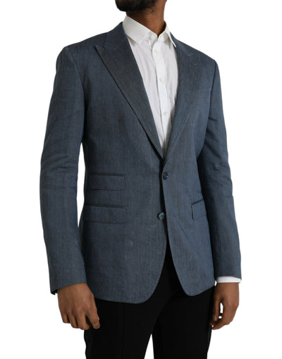 Blazer simple boutonnage en lin bleu Dolce &amp; Gabbana NAPOLI