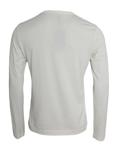 Dolce &amp; Gabbana Off White Katoenen Trui met Ronde Hals