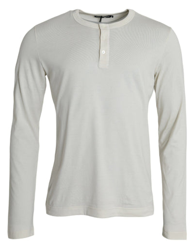 Dolce &amp; Gabbana Off White Katoenen Trui met Ronde Hals