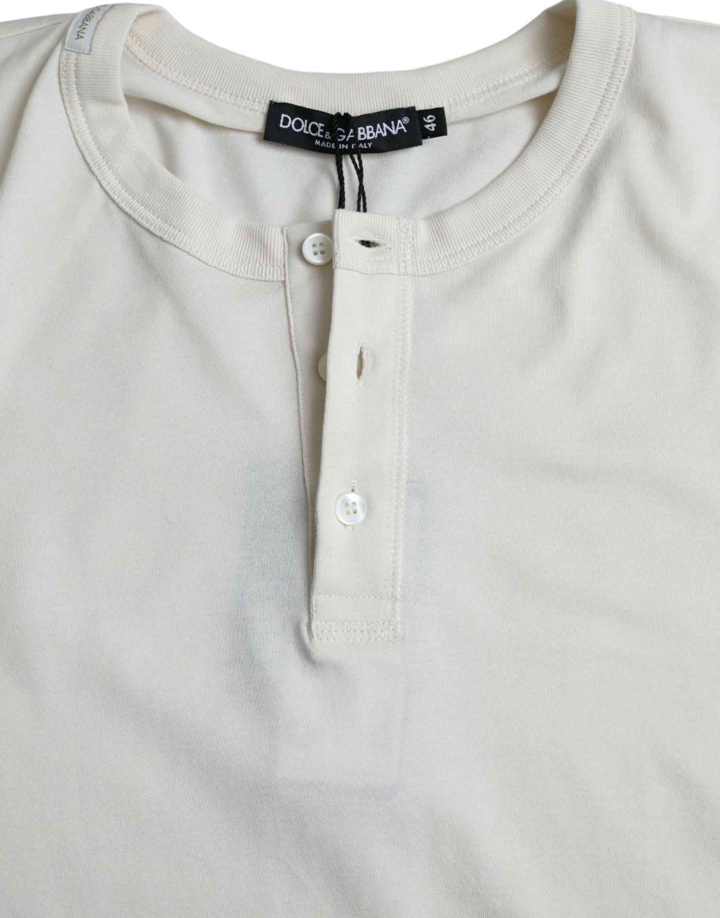 Dolce &amp; Gabbana Off White Katoenen Trui met Ronde Hals