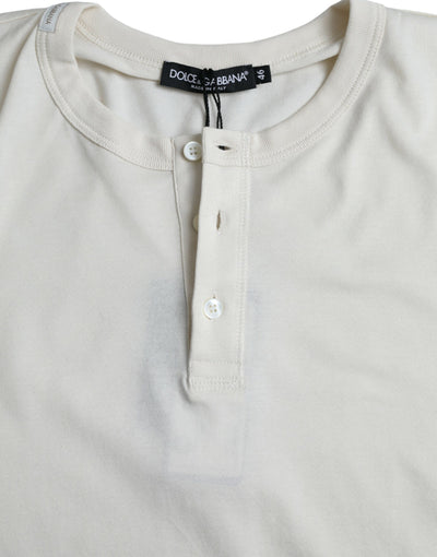 Dolce &amp; Gabbana Off White Katoenen Trui met Ronde Hals