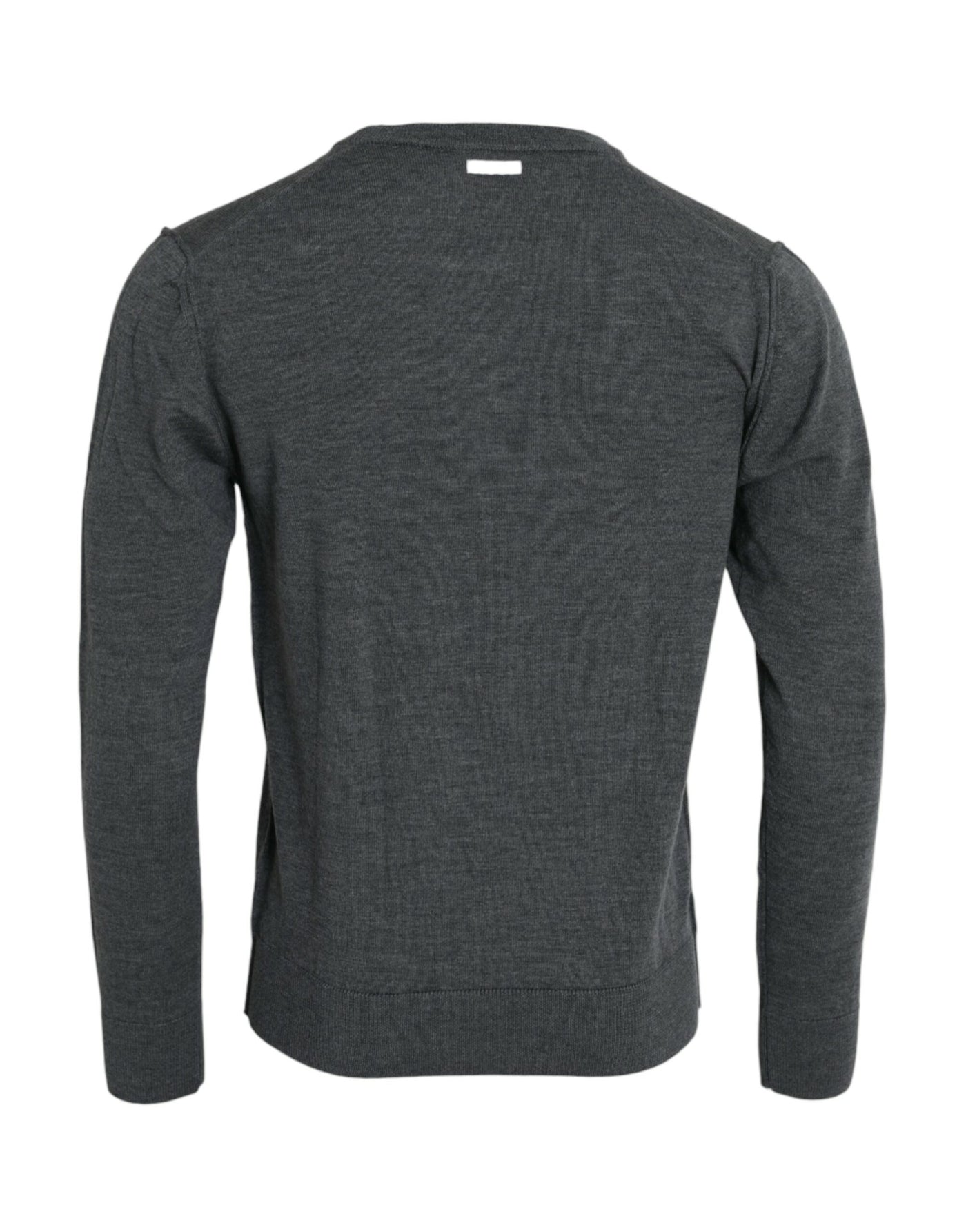 Dolce &amp; Gabbana donkergrijze wollen trui met ronde hals