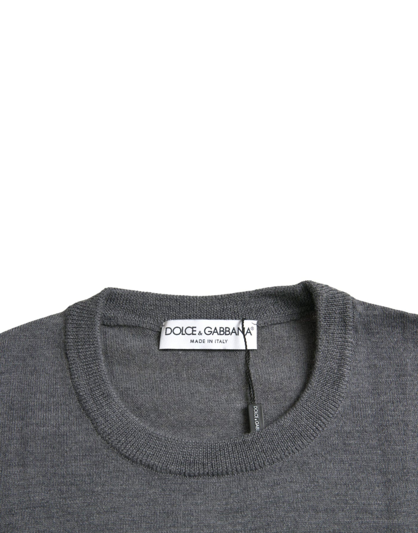 Dolce &amp; Gabbana donkergrijze wollen trui met ronde hals
