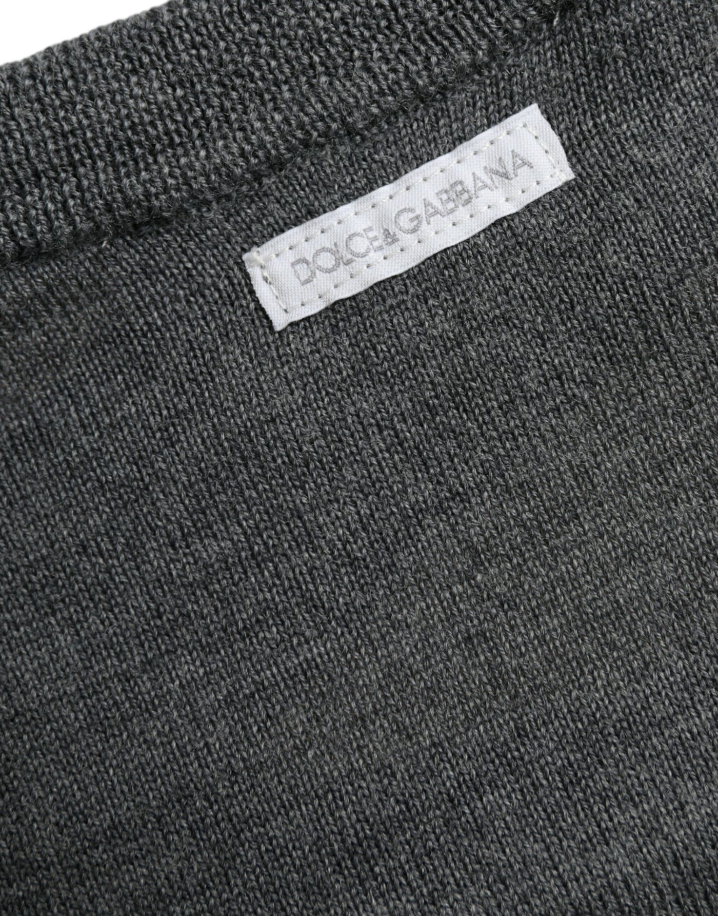 Dolce &amp; Gabbana donkergrijze wollen trui met ronde hals