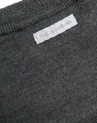 Dolce &amp; Gabbana donkergrijze wollen trui met ronde hals