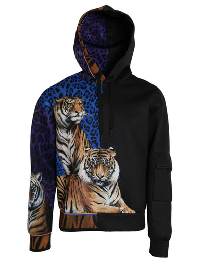 Dolce &amp; Gabbana Multicolor Tiger Hooded Sweatshirt Trui