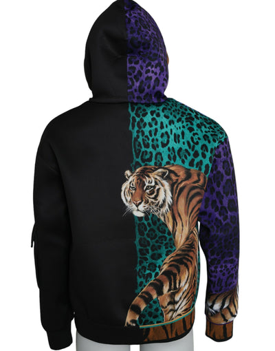 Dolce &amp; Gabbana Multicolor Tiger Hooded Sweatshirt Trui