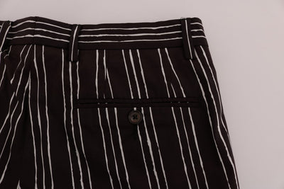 Dolce & Gabbana Bordeaux White Striped Hemp Casual Shorts
