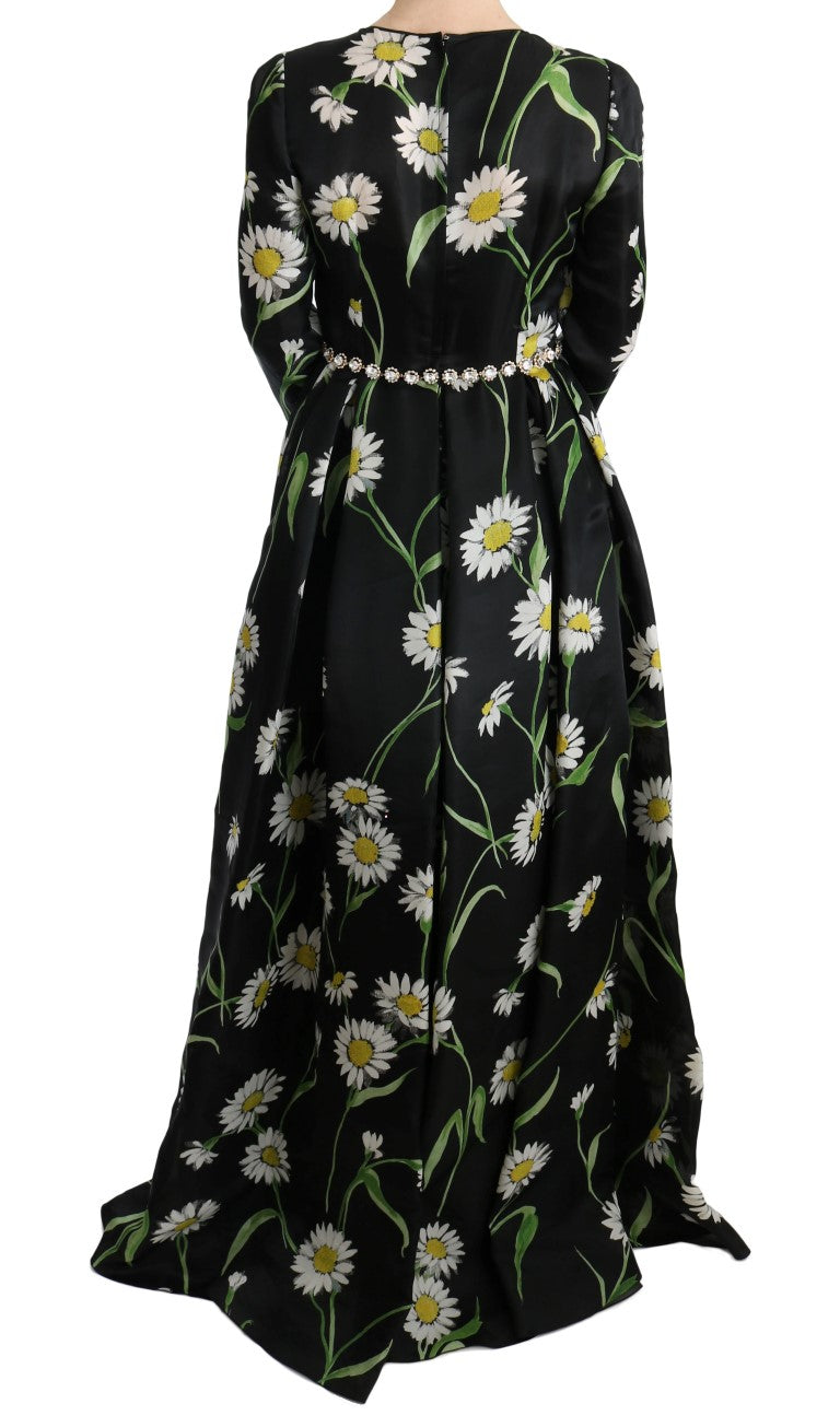 Dolce &amp; Gabbana Multicolor Zijden Zonnebloemprint Lange Maxi-jurk