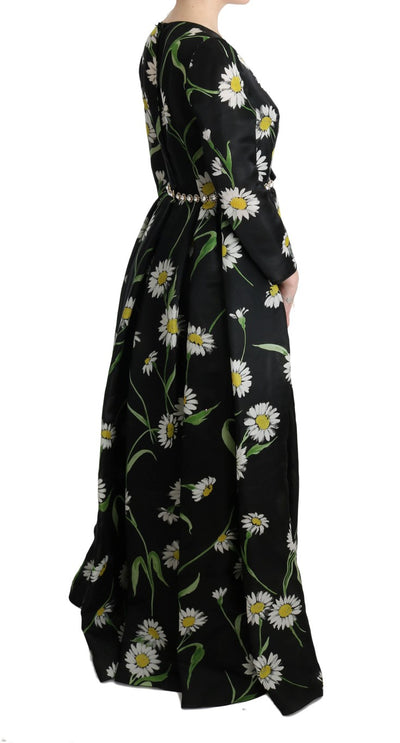 Dolce &amp; Gabbana Multicolor Zijden Zonnebloemprint Lange Maxi-jurk