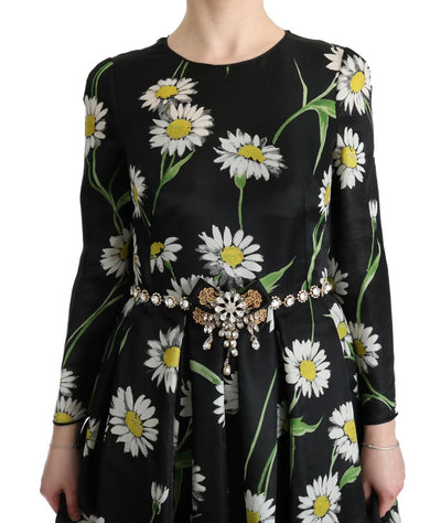 Dolce &amp; Gabbana Multicolor Zijden Zonnebloemprint Lange Maxi-jurk