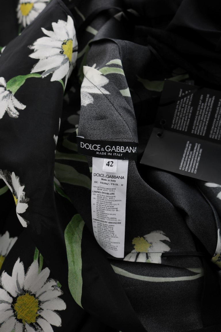 Dolce &amp; Gabbana Multicolor Zijden Zonnebloemprint Lange Maxi-jurk