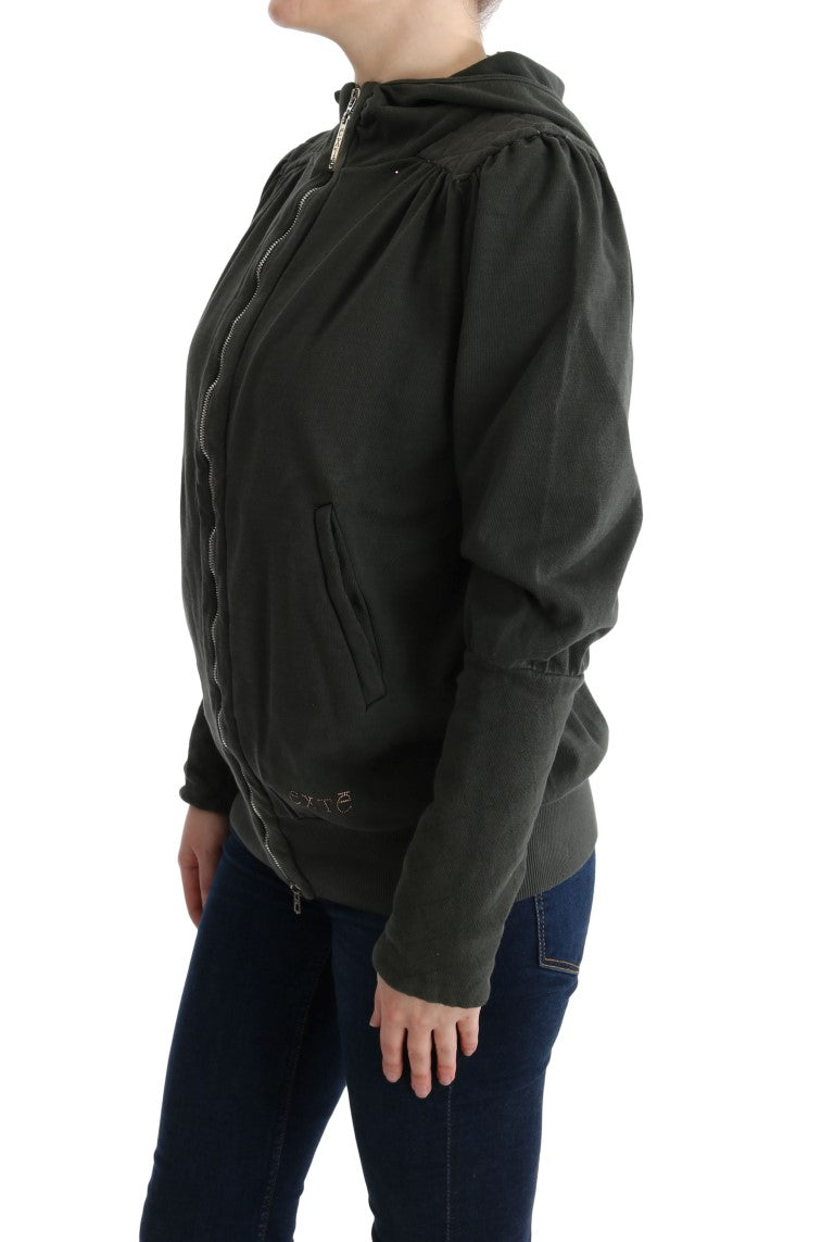 Pull à capuche zippé en coton gris Exte