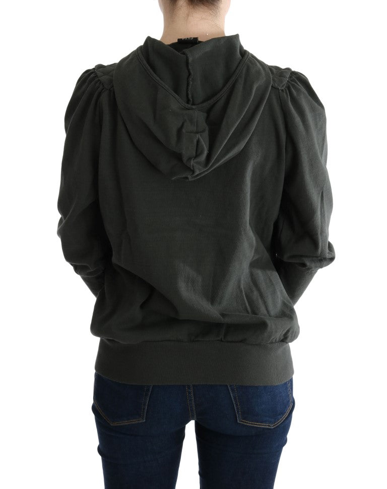 Pull à capuche zippé en coton gris Exte