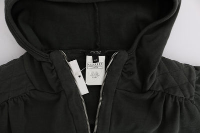 Pull à capuche zippé en coton gris Exte