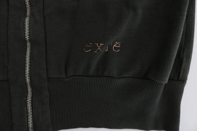 Pull à capuche zippé en coton gris Exte