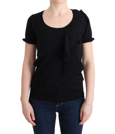 MARGHI LO' Zwarte 100% Lana wollen top blouse T-shirt