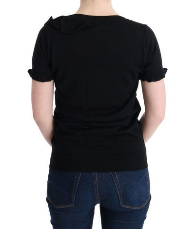 MARGHI LO' Zwarte 100% Lana wollen top blouse T-shirt