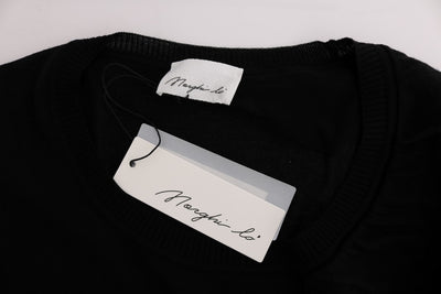 MARGHI LO' Zwarte 100% Lana wollen top blouse T-shirt