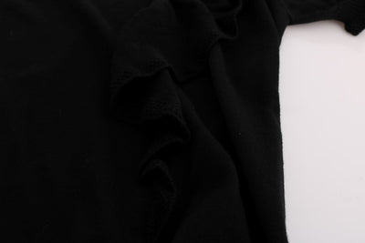 MARGHI LO' Zwarte 100% Lana wollen top blouse T-shirt