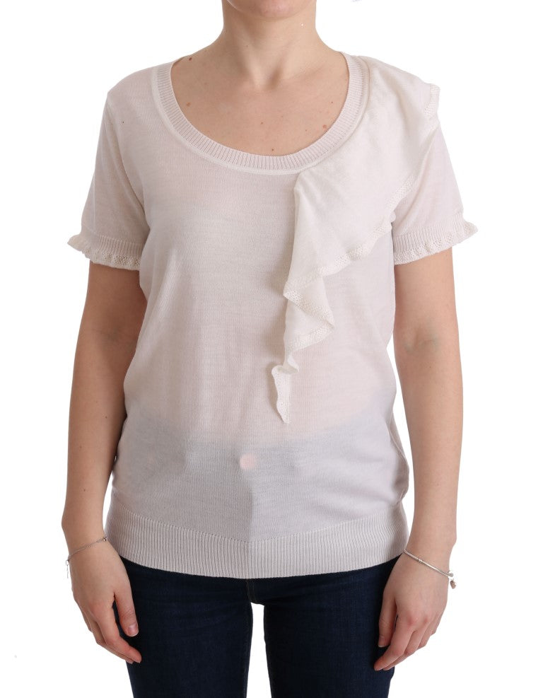 MARGHI LO' Witte 100% Lana wollen top blouse T-shirt