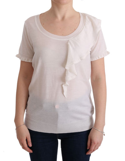 MARGHI LO' Witte 100% Lana wollen top blouse T-shirt
