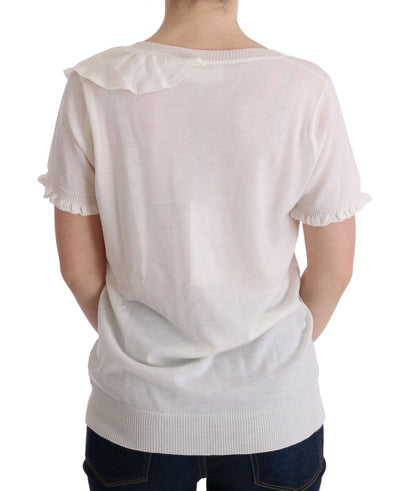 MARGHI LO' Witte 100% Lana wollen top blouse T-shirt