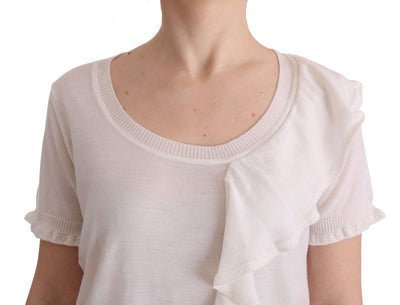 MARGHI LO' Witte 100% Lana wollen top blouse T-shirt