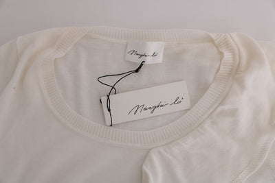 MARGHI LO' Witte 100% Lana wollen top blouse T-shirt