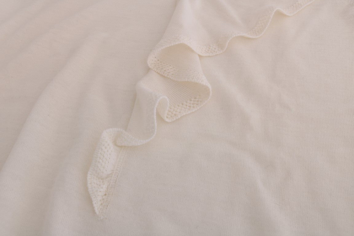 MARGHI LO' Witte 100% Lana wollen top blouse T-shirt