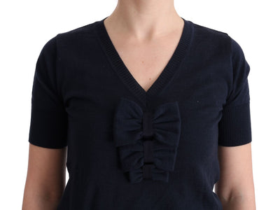 MARGHI LO' blauwe blousetop van 100% Lana-wol