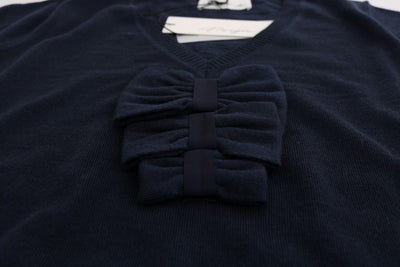MARGHI LO' blauwe blousetop van 100% Lana-wol