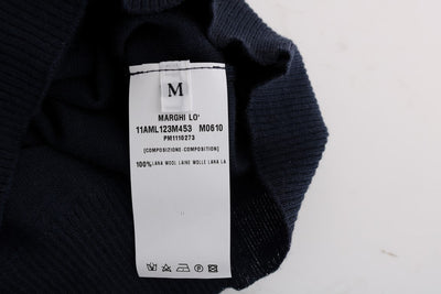 MARGHI LO' blauwe blousetop van 100% Lana-wol