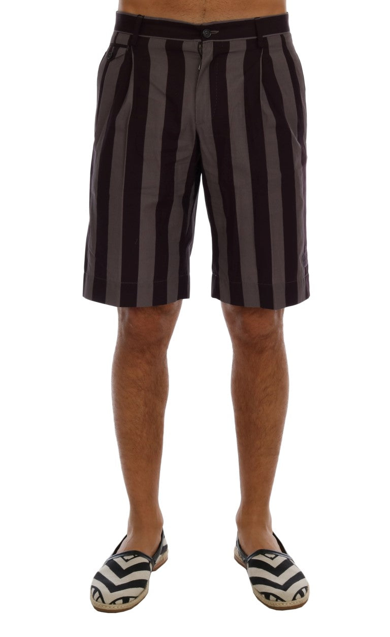 Short en coton à rayures grises et violettes Dolce &amp; Gabbana