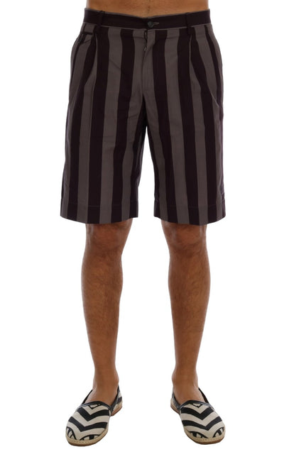 Short en coton à rayures grises et violettes Dolce &amp; Gabbana