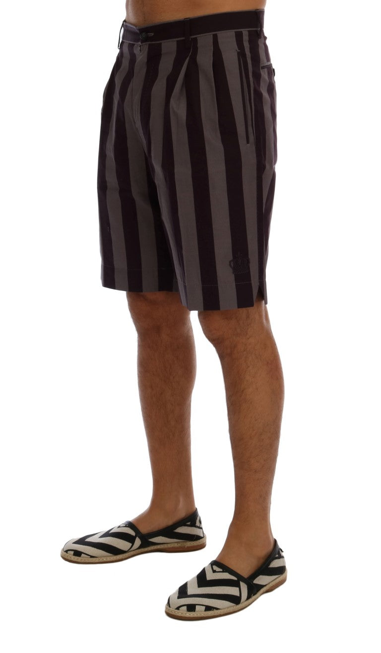 Short en coton à rayures grises et violettes Dolce &amp; Gabbana