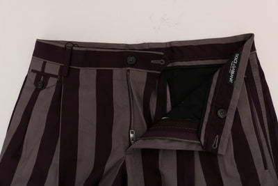 Short en coton à rayures grises et violettes Dolce &amp; Gabbana