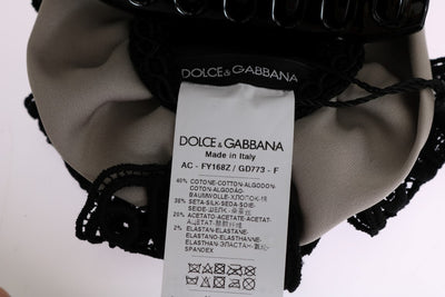 Dolce &amp; Gabbana Grijze Zijden Zwarte Kanten Haarklauw