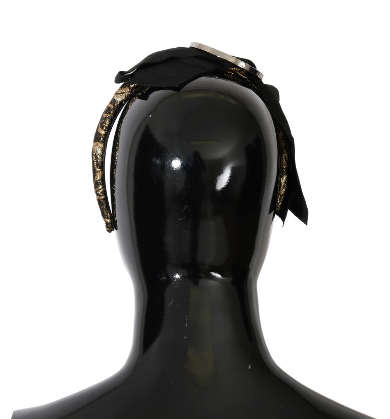 Dolce &amp; Gabbana Zwarte Kristal Witte Diadeem Hoofdband