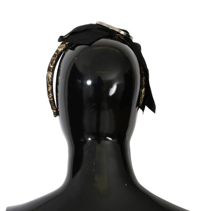 Dolce &amp; Gabbana Zwarte Kristal Witte Diadeem Hoofdband