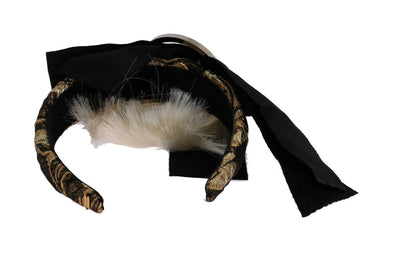 Dolce &amp; Gabbana Zwarte Kristal Witte Diadeem Hoofdband