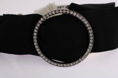 Dolce &amp; Gabbana Zwarte Kristal Witte Diadeem Hoofdband
