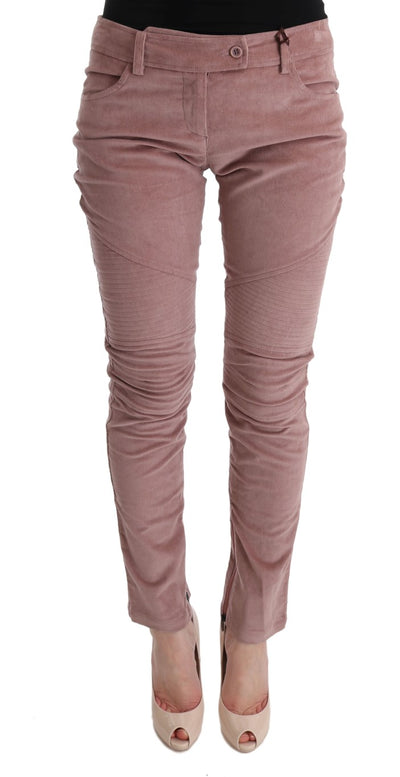 Ermanno Scervino roze fluwelen cropped casual broek