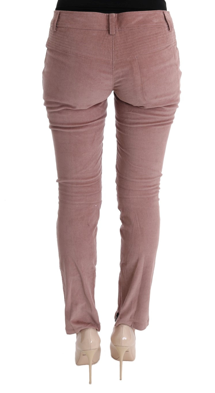 Ermanno Scervino roze fluwelen cropped casual broek