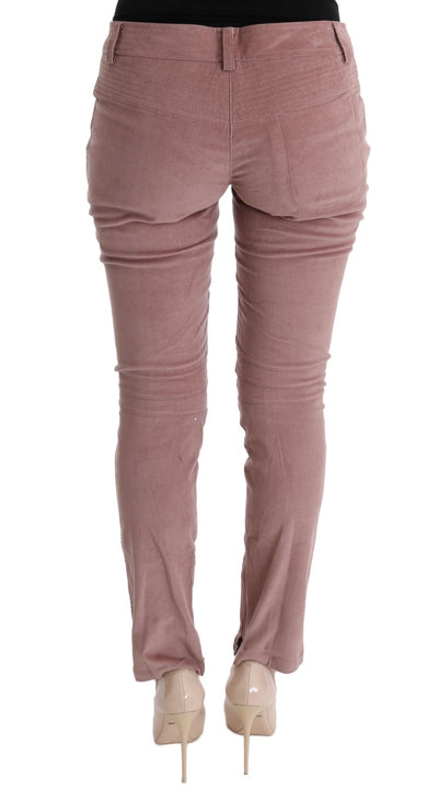 Ermanno Scervino roze fluwelen cropped casual broek