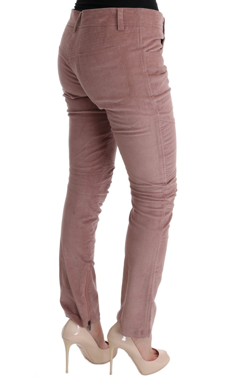Ermanno Scervino roze fluwelen cropped casual broek