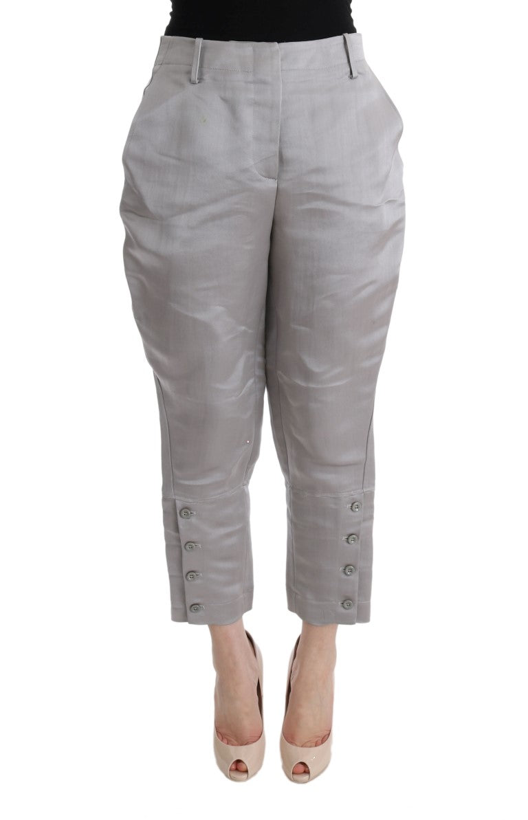 Ermanno Scervino grijze zijden cropped casual broek